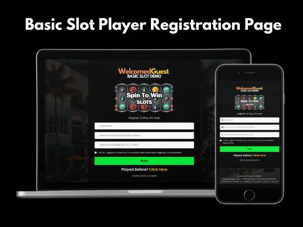 Basic Slot Player Registration Page